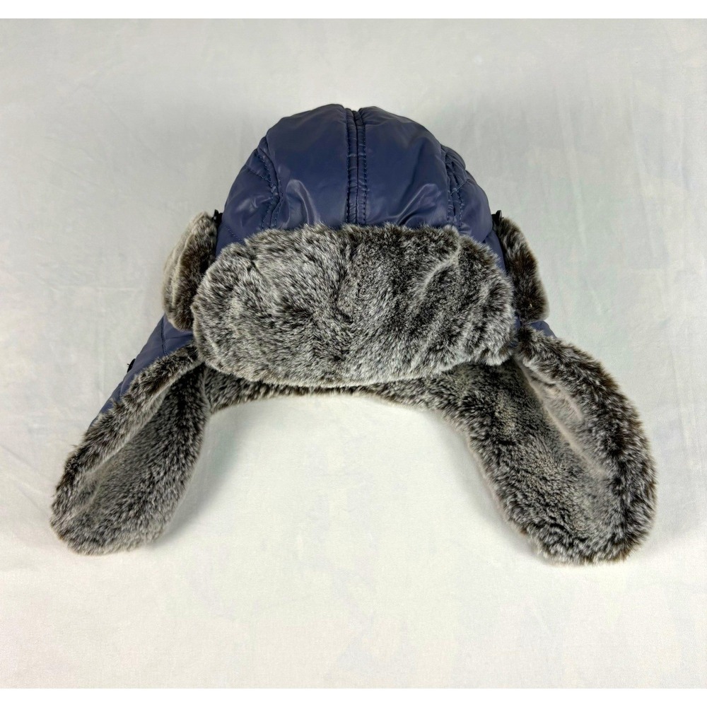 Target Trapper Hat Faux Fur Trim Lined Ear Flap Navy Gray 202070251 Kids OS